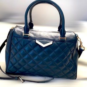 REBECCA MINKOFF navy quilted satchel shoulder bag